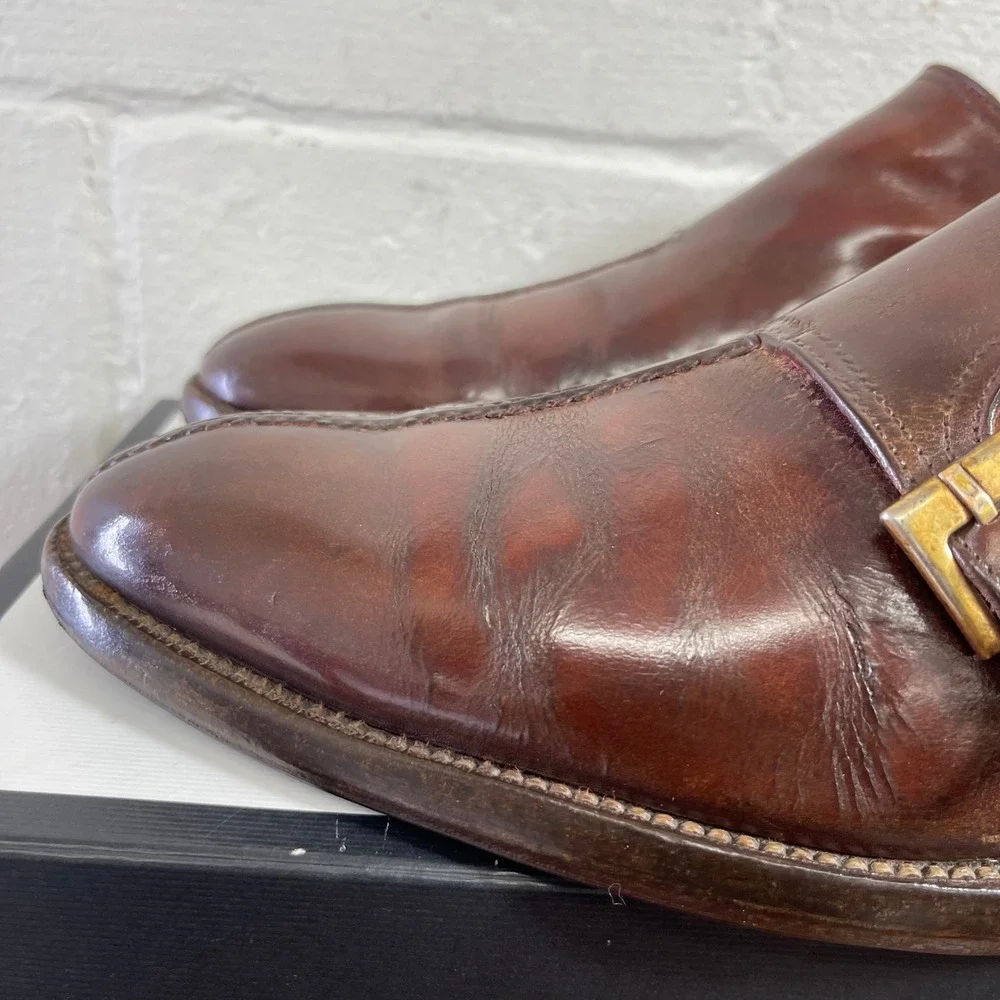 Bruno‎ Magli Brown Leather Double Monk Strap Split Toe Dress Shoes Men's 12 M